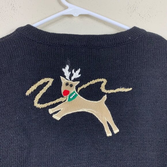 VTG Lemon Grass Ugly Christmas Sweater Reindeer Knit Cardigan M Cottaagecore - Picture 6 of 7